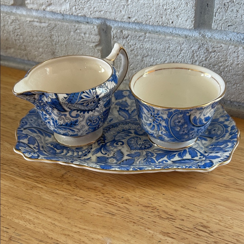 Beautiful Antique Set Blue Chintz, James Kent Old Foley